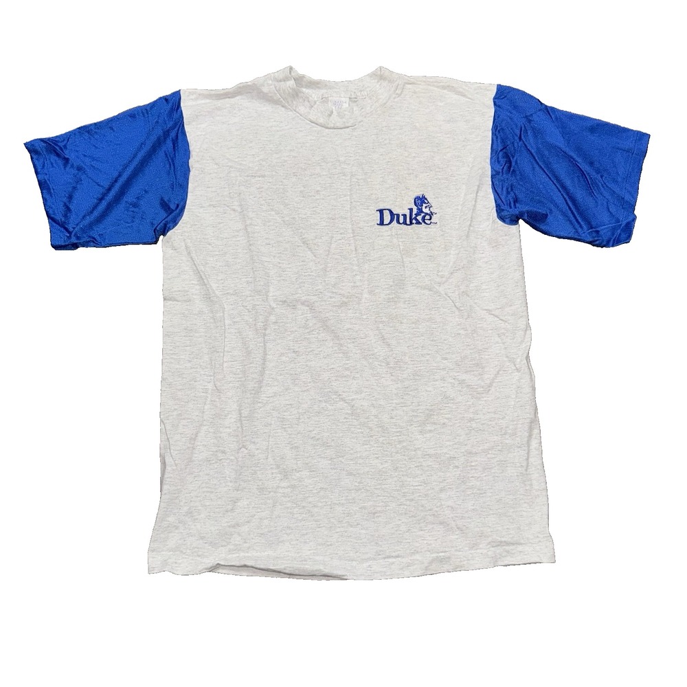 DUKE Blue Devils T Shirt Men's Size XL Gray Blue USA Made Mesh Sleeve Vintage
